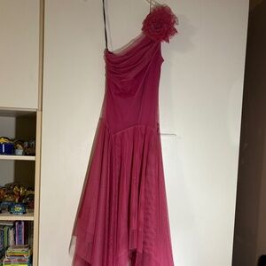 Vintage Wishes Wishes Wishes BerryTulle One Shoulder Handkerchief Dress Sz Small
